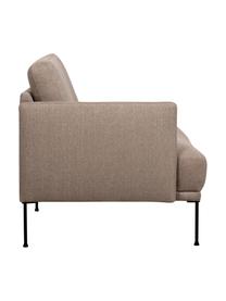Chaise longue in tessuto con piedini in metallo Fluente, Rivestimento: 100% poliestere 35.000 ci, Struttura: legno di pino massiccio, , Piedini: metallo verniciato a polv, Tessuto taupe, Larg. 202 x Prof. 85 cm, schienale a destra