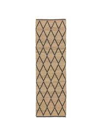 Ręcznie wykonany chodnik z juty Atta, 100% juta, Brązowy, czarny, S 80 x D 250 cm