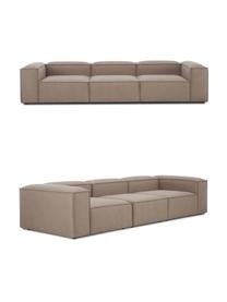 Modulaire bank Lennon (4-zits), Bekleding: 100% polyester De slijtva, Frame: massief grenenhout, FSC-g, Poten: kunststof, Geweven stof bruin, B 327 x H 119 cm