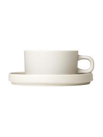 Tazas pequeñas Pilar, 2 uds., Cerámica, Blanco crema, Ø 9 x Al 5 cm, 170 ml