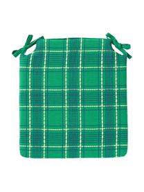 Cojín de asiento de algodón bordaodo a cuadros Orla, 100% algodón, Verde, An 40 x L 37 cm