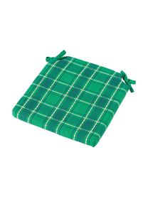 Cojín de asiento de algodón bordaodo a cuadros Orla, 100% algodón, Verde, An 40 x L 37 cm
