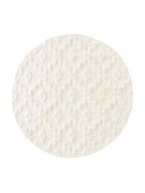 Kulatý bavlněný koberec s vystouplým vzorem Idris, 100 % bavlna, Krémově bílá, Ø 120 cm (velikost S)