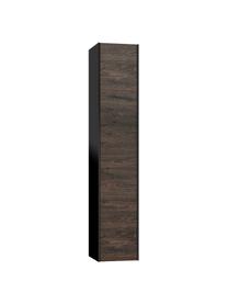 Mueble de baño alto Ago, 25 cm, Estantes: vidrio, aglomerado con lá, Negro, aspecto madera de fresno, An 25 x Al 130 cm