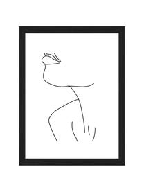 Gerahmter Digitaldruck Holli, Bild: Digitaldruck auf Papier, , Rahmen: Buchenholz, lackiert, Front: Plexiglas, Schwarz, Weiß, B 33 x H 43 cm