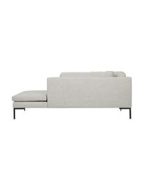 Sofa narożna z metalowymi nogami Emma, Tapicerka: poliester Dzięki tkaninie, Stelaż: lite drewno sosnowe z cer, Nogi: metal malowany proszkowo, Beżowa tkanina, S 302 x G 220 cm, prawostronna