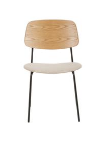 Houten stoelen Nadja met gestoffeerde zitvlak, 2 stuks, Bekleding: polyester, Poten: gepoedercoat metaal, Geweven stof donker beige, B 51 x D 52 cm