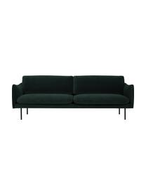 Canapé 3 places en velours et pieds en métal Moby, Velours vert foncé, larg. 220 x prof. 95 cm