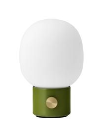 Dimmbare Tischlampe JWDA mit USB-Anschluss, Lampenschirm: Glas, Lampenfuß: Metall, beschichtet, Weiß, Grün, Ø 15 x H 22 cm