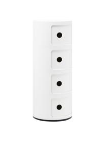 Designový odkládací stolek Componibili, 4 moduly, Lakovaná umělá hmota (ABS), certifikace Greenguard, Bílá, lesklá, Ø 32 cm, V 77 cm