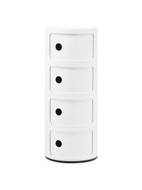 Designový odkládací stolek Componibili, 4 moduly, Lakovaná umělá hmota (ABS), certifikace Greenguard, Bílá, lesklá, Ø 32 cm, V 77 cm