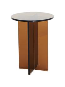 Okrągły stolik pomocniczy ze szklanym blatem Iris, Blat: szkło hartowane, Stelaż: szkło hartowane, Brązowy, półtransparentny, Ø 35 x W 45 cm