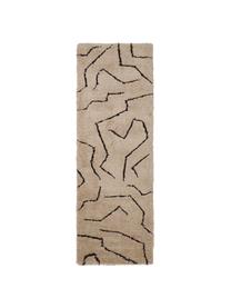 Handgetufteter Hochflor-Läufer Davin, Flor: 100% Polyester-Mikrofaser, Taupe, Schwarz, B 80 x L 250 cm