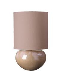 Grote tafellamp Ena in beige, Lampenkap: stof, Lampvoet: gecoat aluminium, Beige, Ø 40 x H 68 cm