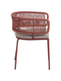 Krzesło ogrodowe z plecionym sznurkiem Nadin, Stelaż: metal ocynkowany i lakier, Tapicerka: poliester, Blady różowy, S 58 x G 48 cm