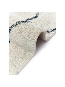 Ręcznie tuftowany dywan z bawełny z frędzlami Bina, 100% bawełna, Kremowobiały, czarny, S 80 x D 150 cm (Rozmiar XS)