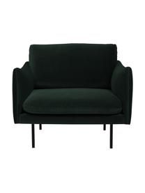 Fluwelen fauteuil Moby met metalen poten, Bekleding: fluweel (hoogwaardig poly, Frame: massief grenenhout, FSC-g, Poten: gepoedercoat metaal, Fluweel donkergroen, B 90 x D 90 cm