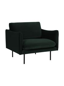 Sillón de terciopelo Moby, Tapizado: terciopelo (poliéster de , Estructura: madera de pino maciza, Patas: metal con pintura en polv, Terciopelo verde oscuro, An 90 x F 90 cm