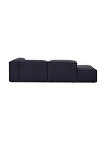 Chaise longue componibile Lennon, Rivestimento: 100% poliestere Con 115.0, Struttura: legno di pino massiccio, , Piedini: plastica, Tessuto blu scuro, Larg. 269 x Prof. 119 cm, schienale a destra