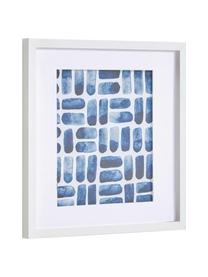 Ingelijste digitale print Kuma, Lijst: gecoat MDF, Wit, blauw, 40 x 40 cm