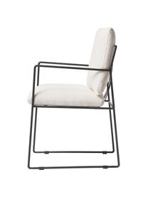 Chaise rembourrée en métal Wayne, Tissu blanc, larg. 54 x prof. 52 cm