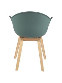 Krzesło z podłokietnikami z tworzywa sztucznego Claire, Nogi: drewno bukowe, Zielony, drewno bukowe, S 60 x G 54 cm