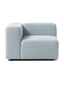 Modulo angolare in bouclé Lena, Rivestimento: bouclé (93% poliestere, 6, Rivestimento: cuscino in schiuma con an, Struttura: legno di pino, compensato, Piedini: plastica, Bouclé azzurro, Larg. 105 x Prof. 106 cm, angolo a sinistra