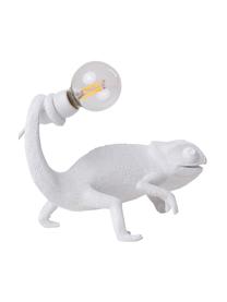 Lámpara de mesa pequeña LED de diseño Chameleon, con puerto USB, Lámpara: resina, Cable: plástico, Blanco, An 17 x Al 14 cm