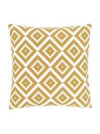 Kissenhülle Miami mit grafischem Muster, 100% Baumwolle, Gelb, Weiß, B 45 x L 45 cm