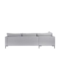 Sofa narożna z metalowymi nogami Luna, Tapicerka: 100% poliester Dzięki tka, Stelaż: lite drewno bukowe, Nogi: metal galwanizowany, Jasnoszara tkanina, S 280 x G 184 cm, lewostronna