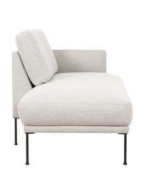Chaise longue con piedini in metallo Fluente, Rivestimento: 80% poliestere, 20% ramiè, Struttura: legno di pino massiccio, Piedini: metallo verniciato a polv, Tessuto beige, Larg. 202 x Prof. 85 cm, schienale a sinistra
