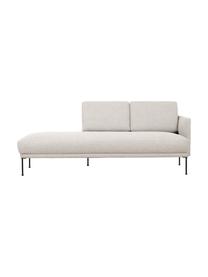 Chaise longue con piedini in metallo Fluente, Rivestimento: 80% poliestere, 20% ramiè, Struttura: legno di pino massiccio, Piedini: metallo verniciato a polv, Tessuto beige, Larg. 202 x Prof. 85 cm, schienale a sinistra