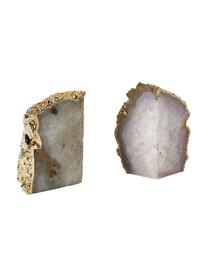Knižní zarážky z křemene Sedona, 2 ks, Křemen, Bílý křemen, zlatá, Š 6 cm, V 10 cm