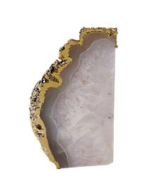 Buchstützen Sedona aus Quartz, 2-tlg., Quartz, Weißer Quartz, Goldfarben, B 6 x H 10 cm