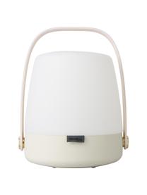 Mobile Dimmbare LED-Außentischleuchte Lite-up in Sandfarben, Lampenschirm: Kunststoff, Griff: Holz, Sandfarben, Weiß, Ø 20 x H 26 cm