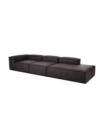 Diván modular grande de cuero reciclado Lennon, Tapizado: cuero reciclado (70% cuer, Estructura: madera de pino maciza, ma, Patas: plástico Las patas están , Cuero marrón grisaceo, An 357 x F 119 cm, respaldo izquierdo