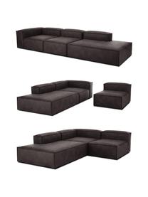 Diván modular grande de cuero reciclado Lennon, Tapizado: cuero reciclado (70% cuer, Estructura: madera de pino maciza, ma, Patas: plástico Las patas están , Cuero marrón grisaceo, An 357 x F 119 cm, respaldo izquierdo