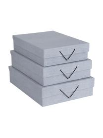 Set de cajas Bessie II, 3 uds., Gris claro, negro, Set de diferentes tamaños