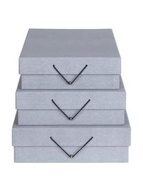 Set de cajas Bessie II, 3 uds., Gris claro, negro, Set de diferentes tamaños