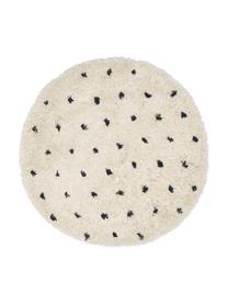 Runder flauschiger Hochflor-Teppich Ayana, gepunktet, Flor: 100% Polyester, Beige, Schwarz, Ø 140 cm (Größe M)