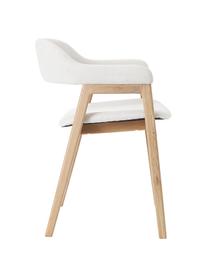 Sedia imbottita Santiano, Rivestimento: 100% poliestere Con 40.00, Struttura: compensato, Gambe: legno di quercia massicci, Tessuto bianco sporco, Larg. 58 x Prof. 58 cm