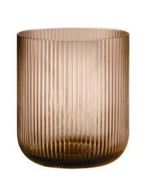 Windlicht Ven met groefreliëf, Glas, Amberkleurig, transparant, Ø 16 x H 16 cm