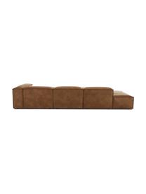 Diván modular grande de cuero reciclado Lennon, Tapizado: cuero reciclado (70% cuer, Estructura: madera de pino maciza, ma, Patas: plástico Las patas están , Cuero marrón, An 357 x F 119 cm, respaldo izquierdo