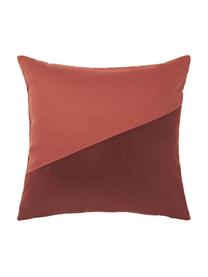 Federa arredo in velluto/lino rosso Adelaide, Rosso, rosa, Larg. 45 x Lung. 45 cm
