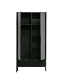 Armadio a 2 ante Adam, Ripiani: truciolato laminato, Piedini: metallo rivestito, Legno di pino, nero verniciato, Larg. 100 x Alt. 200 cm