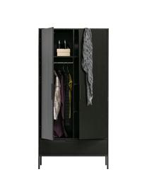 Armadio a 2 ante Adam, Ripiani: truciolato laminato, Piedini: metallo rivestito, Legno di pino, nero verniciato, Larg. 100 x Alt. 200 cm