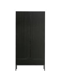 Armadio a 2 ante Adam, Ripiani: truciolato laminato, Piedini: metallo rivestito, Legno di pino, nero verniciato, Larg. 100 x Alt. 200 cm