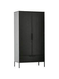 Armadio a 2 ante Adam, Ripiani: truciolato laminato, Piedini: metallo rivestito, Legno di pino, nero verniciato, Larg. 100 x Alt. 200 cm