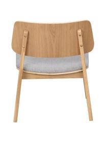 Eichenholz-Loungesessel Nagano, Bezug: 100% Polyester, Hellbraun, Hellgrau, B 57 x T 50 cm