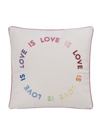 Housse de coussin réversible bordure passepoilée Drew, 100 % coton, Multicolore, blanc, larg. 40 x long. 40 cm